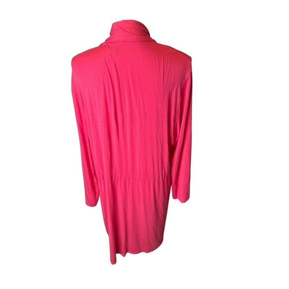 NATORI Ponte Knit Topper Open Cardigan Kimono Lounge Flow Pink Sz Large - Picture 3 of 4